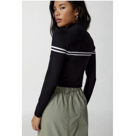 Urban Outfitters Angelo Mock Neck Black White Stripe Pullover Sweater XS NWT NEW - Picture 3 of 7